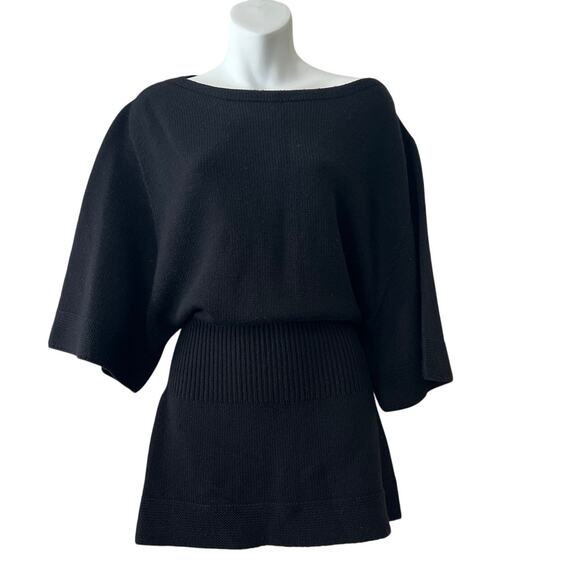 Rick Owens FW12 black merino wool sweater dolman sleeve ribbed cinch waist Italy - Picture 2 of 13